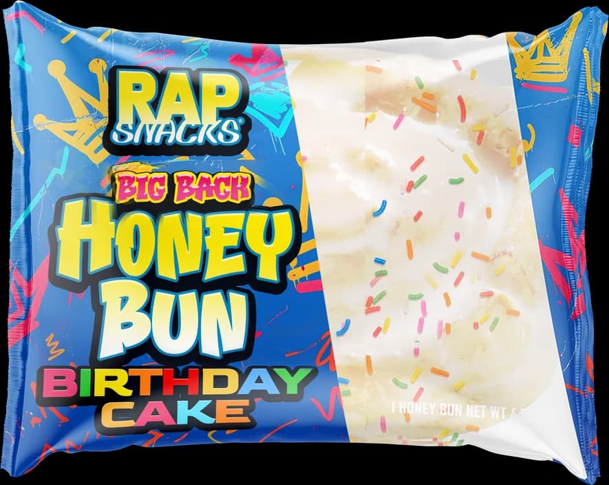 Rap Snacks Big Back Honey Bun - Birthday Cake