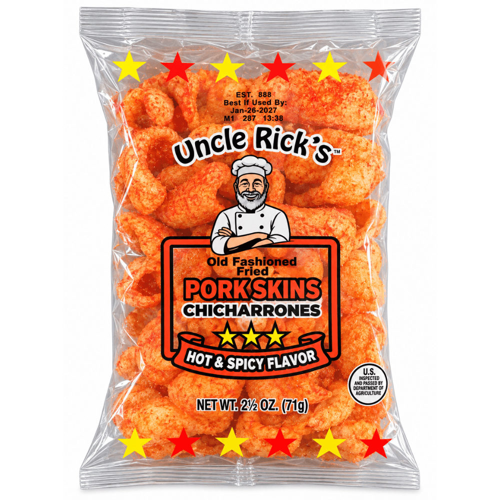 Uncle Rick's Hot & Spicy Pork Skins